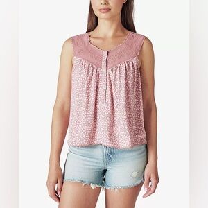 LUCKY BRAND Printed Geo Embroidered Tank Top size large